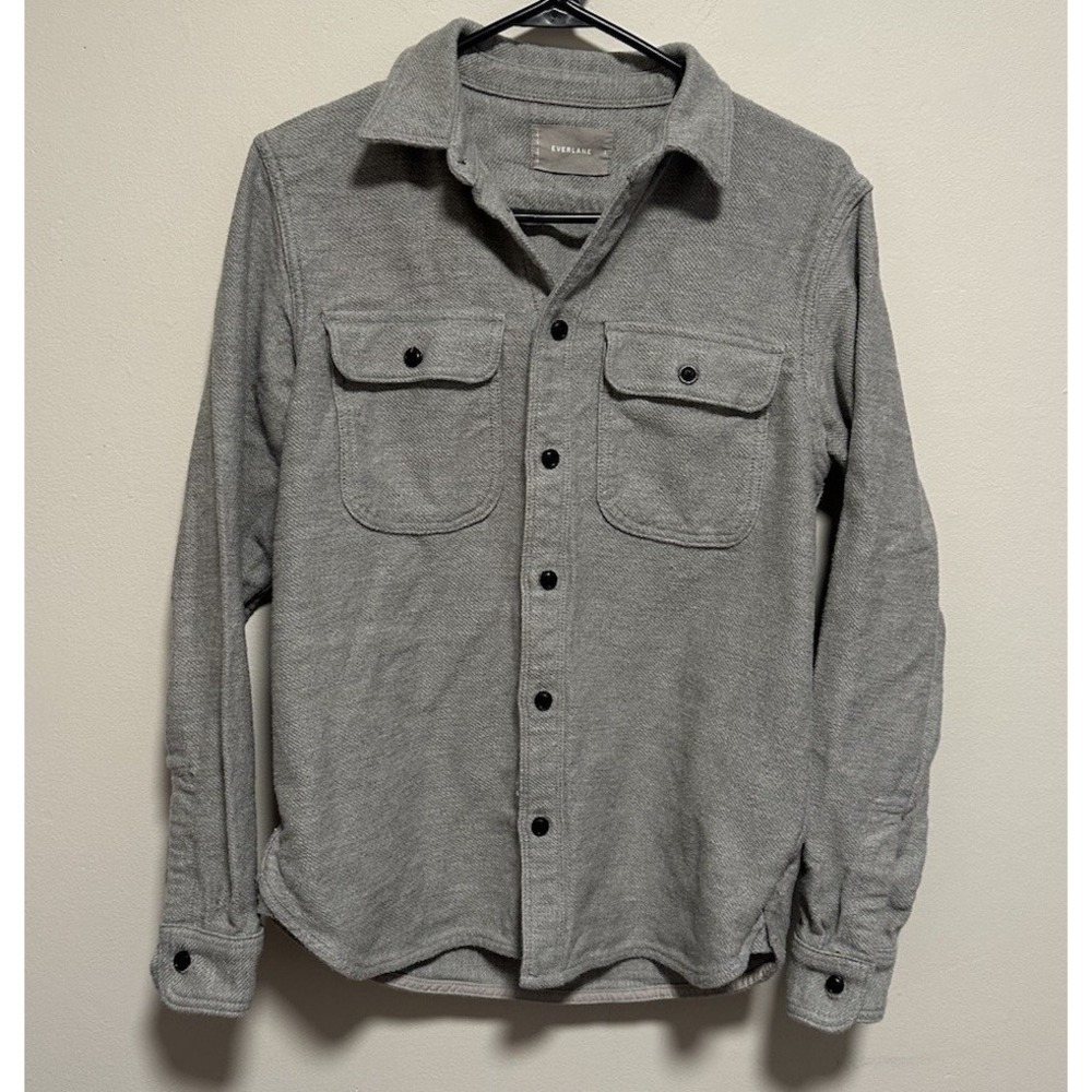 Everlane Men's Shacket Shirt Jacket Sz Small Gray Sweater 100% Cotton